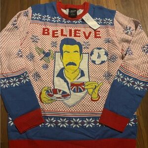 Blue and Red Graphic Ted Lasso Ugly Christmas Sweater